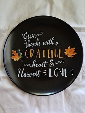 Home Essentials Black Decorative Plate with White Logo 12"